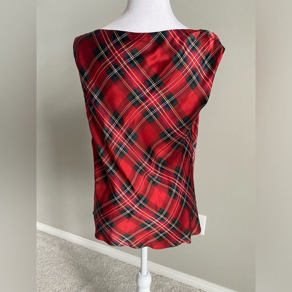 NWT Talbots Plaid Pure Silk Size 10 Tank Top - Picture 2 of 7